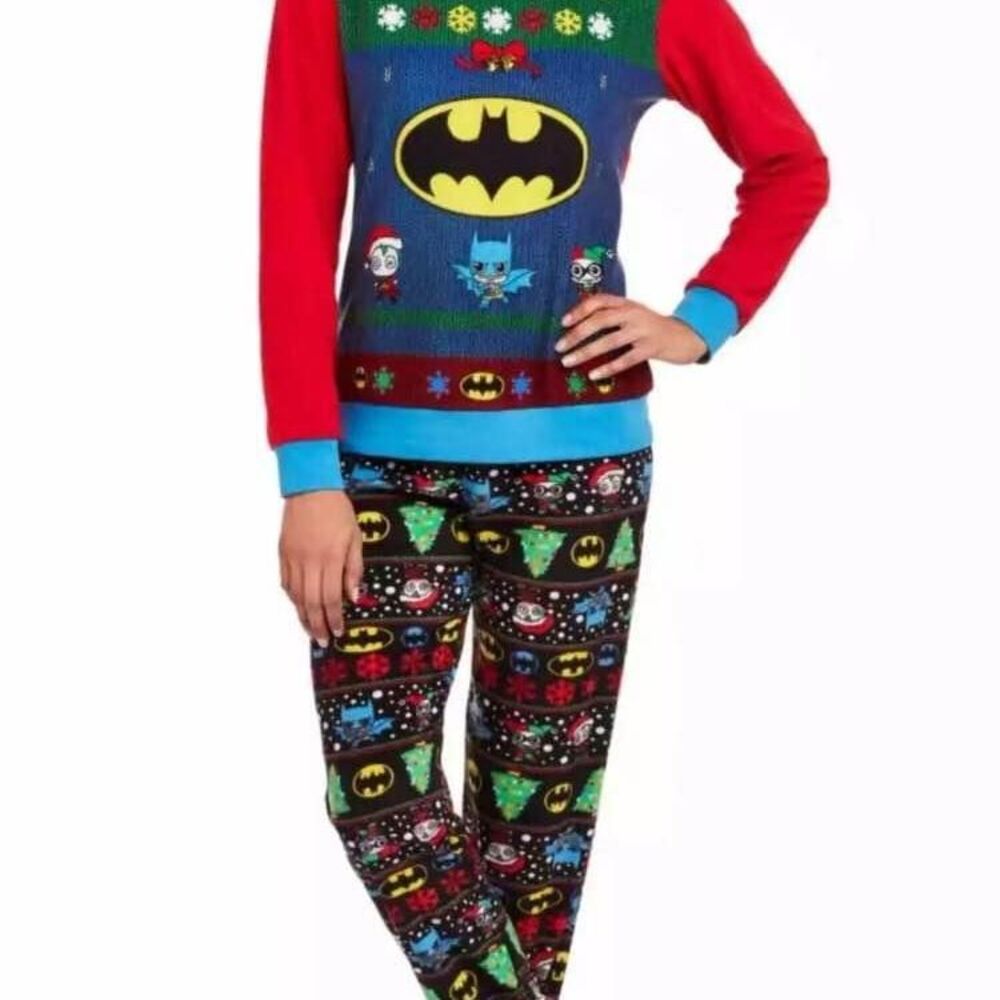 Ugly Christmas Batman Light Fleece Pajama set - Women’s Small